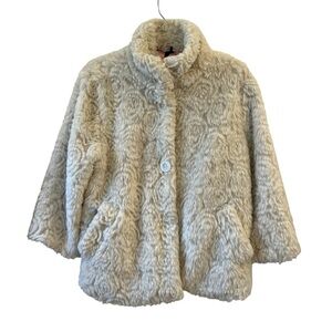 Dollhouse Women's Size Large Cream Swing Coat 3/4 Sleeve Faux Fur Mob Wife Money